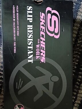 Skechers Black Box with Pink Logo - Slip Resistant Work
